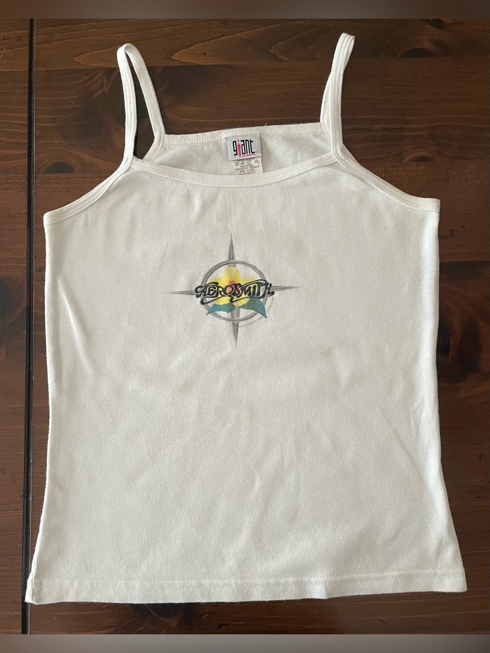 Vintage Aerosmith Women’s Logo Tank Top by Giant - White - Y2K